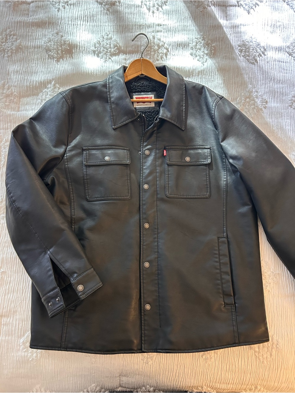Levi’s Black Faux Leather Fleece Lined Jacket